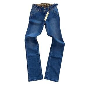 Watch LA Denim Belt Blue Jeans Pants Junior's Size 7 Inseam 32” Animal Print